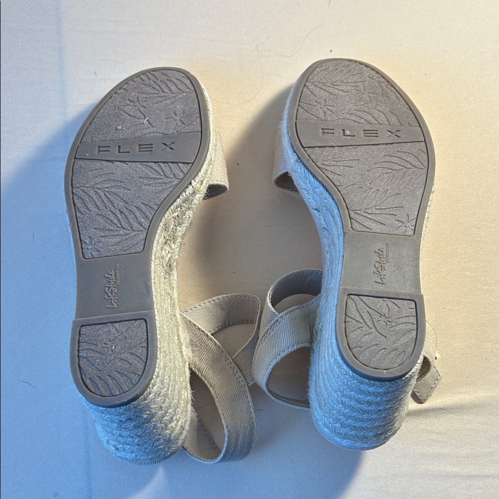 Life Stride Beige Canvas Wedge Sandals - Picture 3 of 3
